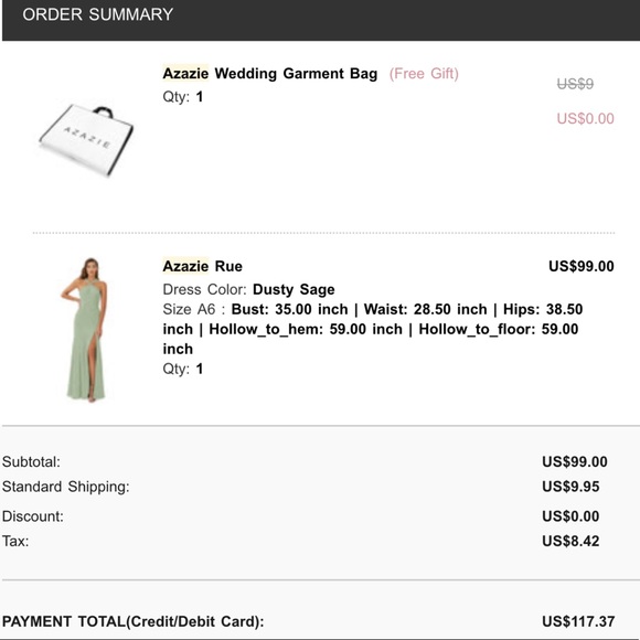 Azazie Rue Dusty Sage Dress - Picture 3 of 6